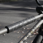 Black on BLACK LEATHER Spiderweb TOP TUBE PAD